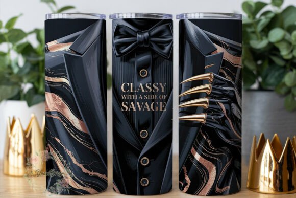 Black Gold Marble Suit Savage Tumbler Graphics