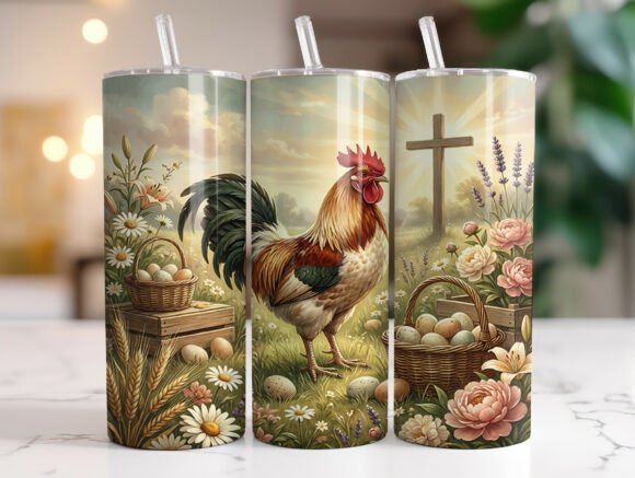 Country Chicken Farmhouse Tumbler Wrap Graphics