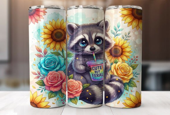 Cute but Feral Raccoon Tumbler Wrap: Graphics & Tumbler Wraps Review