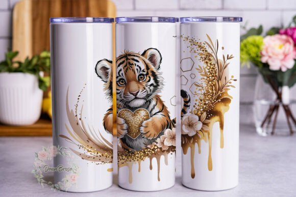 Cute Tiger Heart 20oz Tumbler Wraps Graphics Review