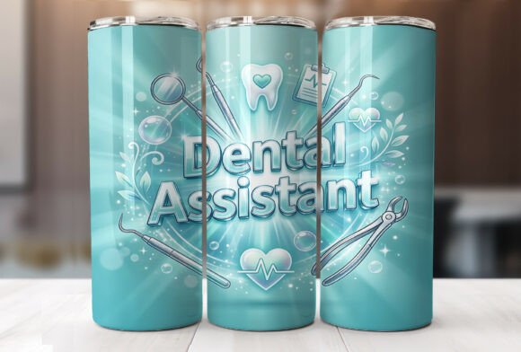 Dental Assistant 20oz Tumbler Wrap PNG Graphics