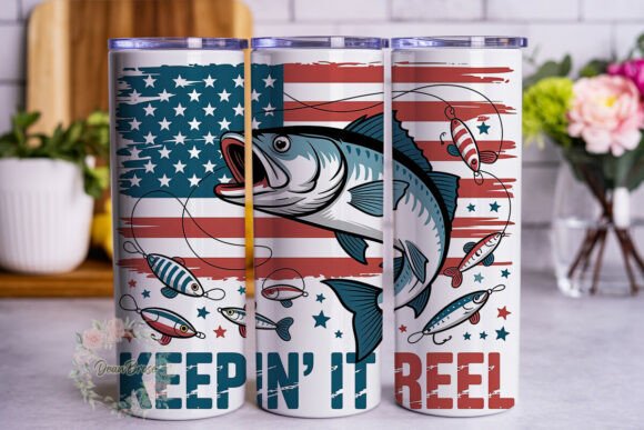 Distressed Patriotic Fishing Tumbler Graphics & Wraps