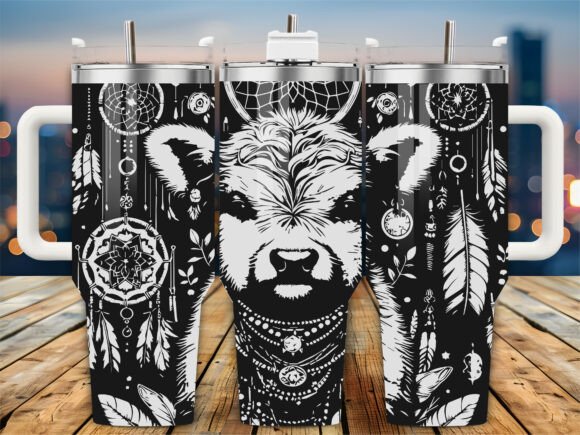 Dreamcatcher Cow 40oz Tumbler Wrap: Graphics for Crafts