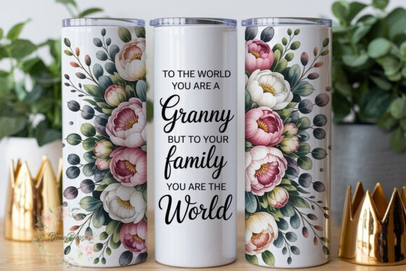 Elegant Granny Floral 20oz Tumbler Wrap Graphics
