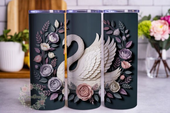 Elegant Swan Paper Flower 20oz Tumbler Graphics & Wraps