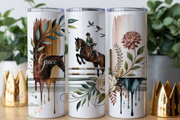 Equestrian Floral Art 20oz Tumbler Wrap