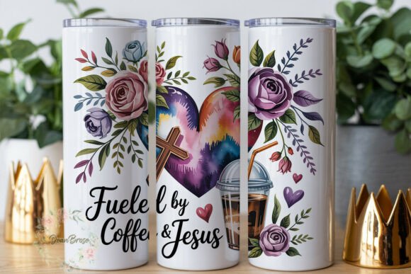 Faith Coffee Floral 20oz Tumbler Wrap Graphics
