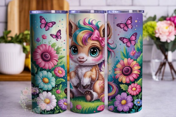 Fantasy Baby Horse Floral Tumbler Wraps & Graphics