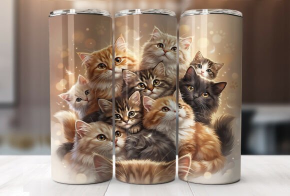 Fluffy Kittens 20oz Tumbler Wrap Design
