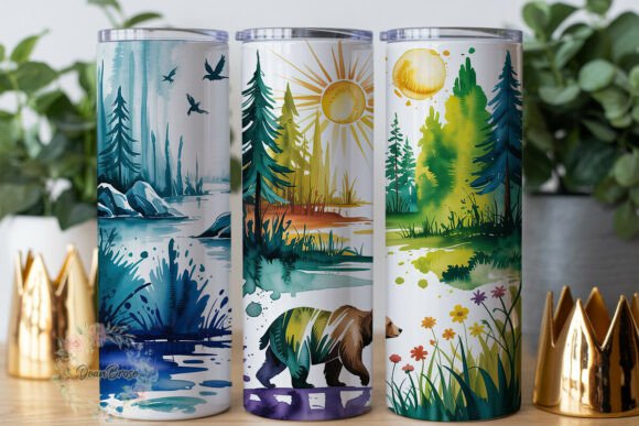 Forest Bear Nature 20oz Tumbler Wrap Graphics