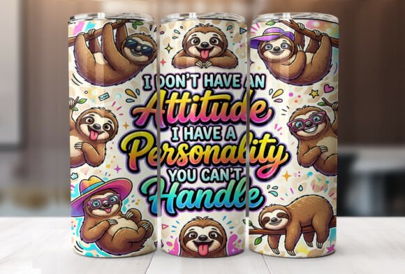 Funny Sloth Attitude Quote Graphics for Tumbler Wraps