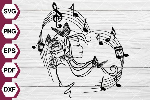 Girl Listening to Music SVG: Graphics and Illustrations