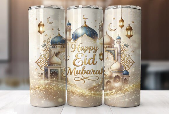 Happy Eid Mubarak Tumbler Wrap Graphics for Publishing