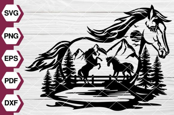 Horse Scene SVG EP638: Graphics & Illustrations for Crafters