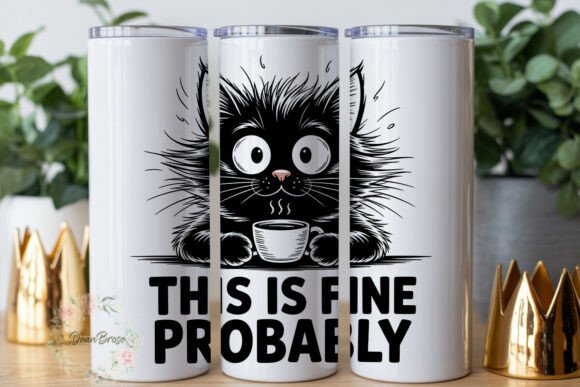 Messy Coffee Cat 20oz Tumbler Wrap Graphics