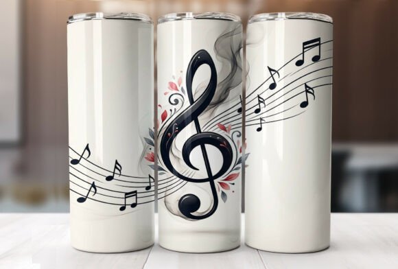 Music Notes with Floral Accent Tumbler Graphics