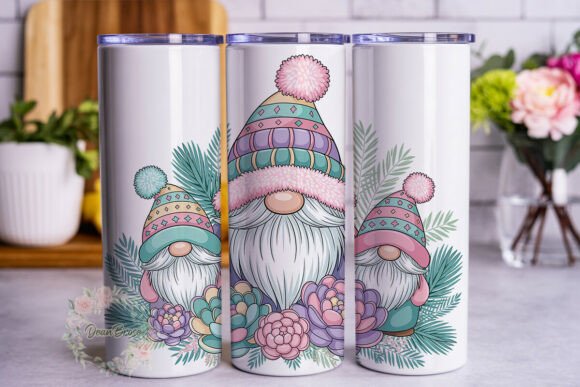 Pastel Gnomes Winter Wonderland Tumbler Graphics & Tumbler Wraps