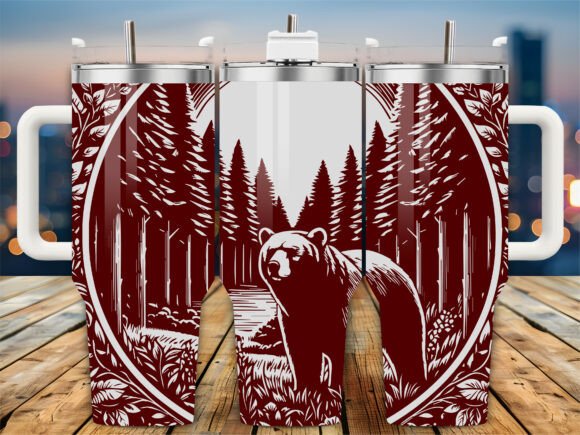 Pine Forest Mama Bear 40oz Tumbler Graphics Crafts