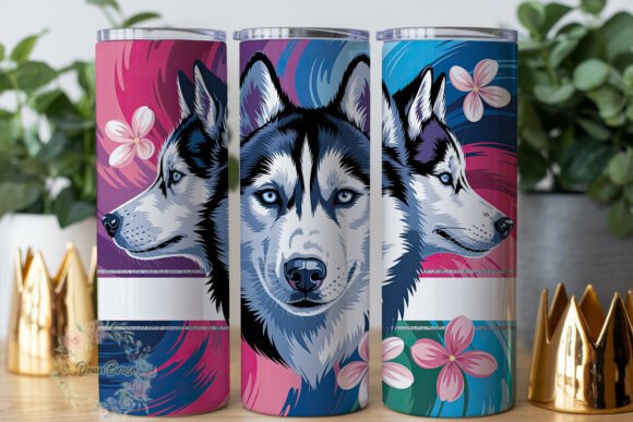 Pink Blue Floral Husky 20oz Tumbler Wrap Graphics