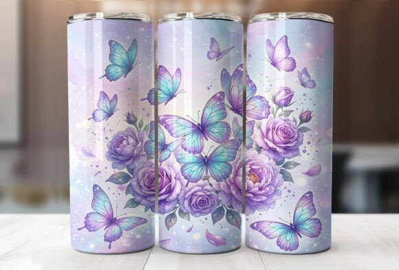 Purple Butterfly Rose 20oz Tumbler Wrap: Graphics Review