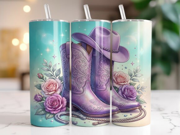Purple Cowgirl Boots Tumbler Wrap Graphics Brand Review