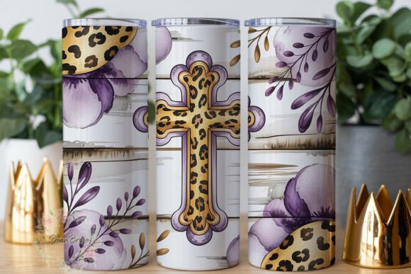 Purple Ornate Cross 20oz Tumbler Wrap Graphics