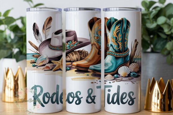 Rustic Beach Cowboy Boots Tumbler Wrap Graphics