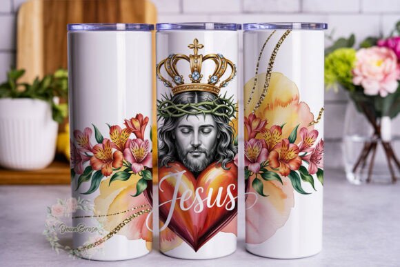 Sacred Heart Jesus Floral Tumbler Graphics Review