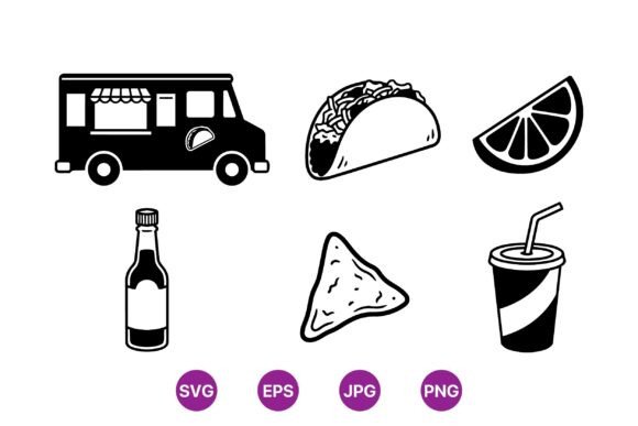 Taco Food Truck Svg Icons Graphics & Illustrations