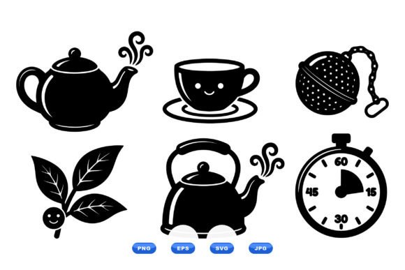 Tea Time SVG Icons Pack for Crafts and Graphics