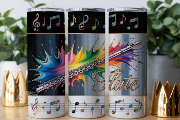 Vibrant Flute Music Notes 20oz Tumbler Graphics & Wraps