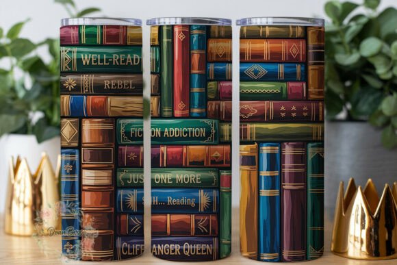 Vintage Bookshelf 20oz Tumbler Wrap Graphics