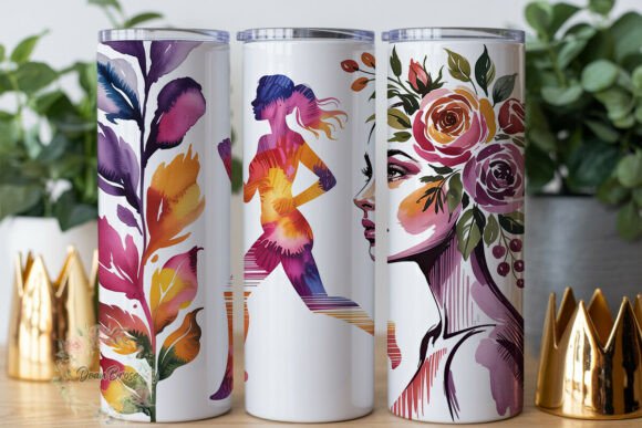 Watercolor Fitness Floral 20oz Tumbler Graphics