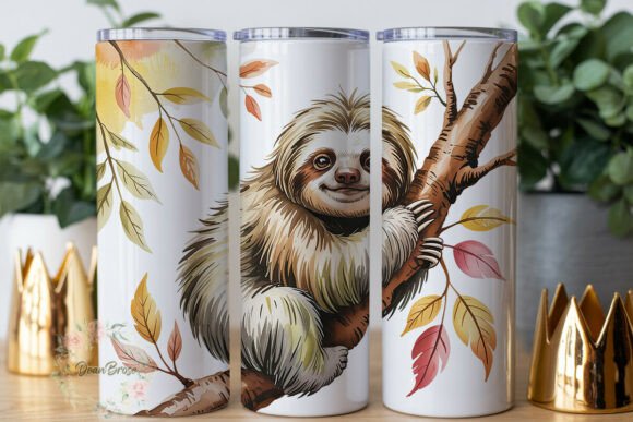 Watercolor Sloth Branch 20oz Tumbler Graphics
