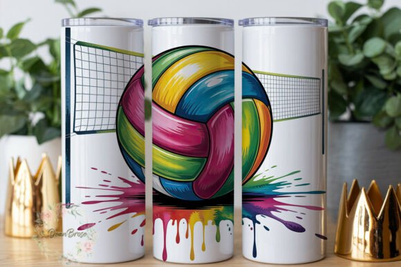 Watercolor Volleyball Splatter Tumbler Graphics